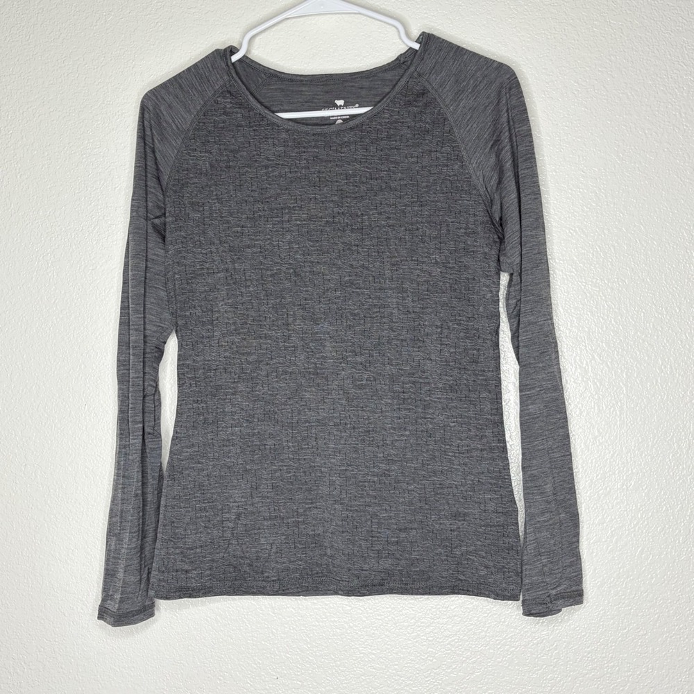 Segments Womens Merino Wool Base Layer Top Long Sleeve Grey Crew Neck Medium